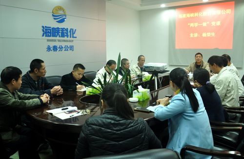 公司資深副經(jīng)理楊榮生給永春分公司黨員上微型黨課。（陳宏金）[3].jpg
